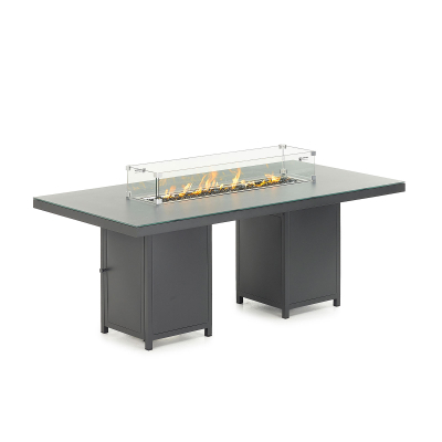 Aluminium Dining Table for 8 Seats - Rectangular Gas Fire Pit Table in Graphite Grey