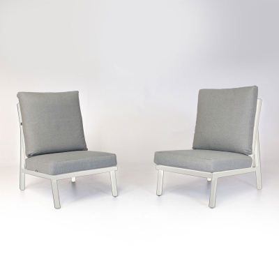 Enna Aluminium Lounge Dining Middle Piece - Set of 2 in Chalk White