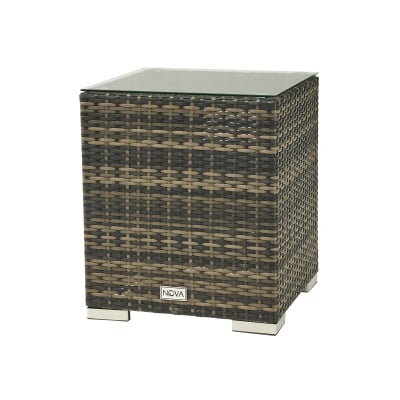 Chelsea Rattan Square Gas Bottle Cover Side Table in Brown Rattan