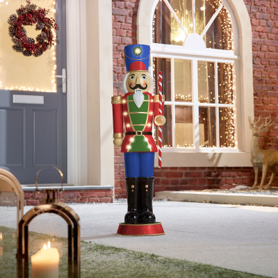 Noel the Soldier 3ft Christmas Nutcracker Figure with Candy Cane in Red