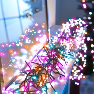 1500 LEDs Christmas Cluster Lights in Rainbow
