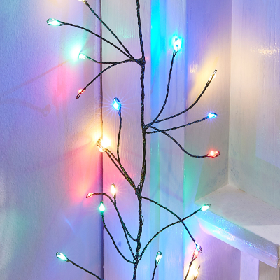 1500 LEDs Christmas Pin Wire Cluster Lights with Green Wire in Multi Colour