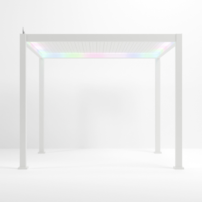Titan Plus LED Aluminium Metal Pergola in Chalk White - 3.0m x 3.0m Free Standing