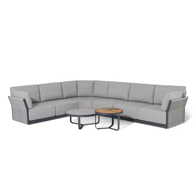 Jude Rope Aluminium Large Curved Corner Sofa Lounging Set in Dove Grey