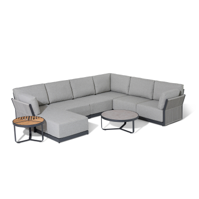 Jude Rope Aluminium Right Handed Large Corner Chaise Sofa Lounging Set in Dove Grey