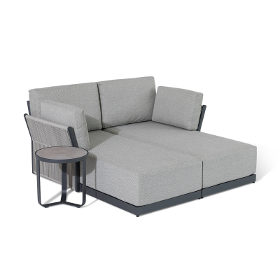 Jude Rope Aluminium Chaise Day Bed Lounging Set in Dove Grey