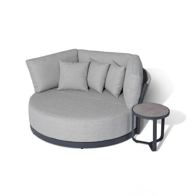 Jude Rope Aluminium Round Day Bed Lounging Set in Dove Grey
