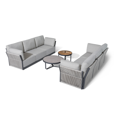 Jude Rope 3 Seater Sofa Suite Lounging Set in Dove Grey