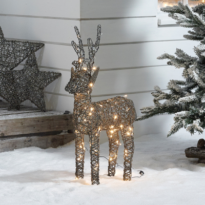 Small Rattan LED Ralph & Deer Friends in Grey