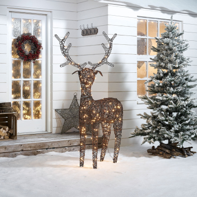 Extra Large Rattan LED Ralph & Deer Friends in Brown