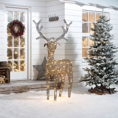 Extra Large Rattan LED Ralph & Deer Friends in Grey