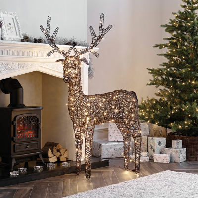 Large Rattan LED Ralph & Deer Friends in Brown