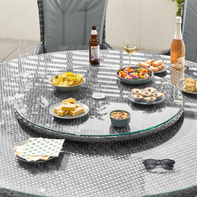 Large Rattan Lazy Susan in Grey Rattan