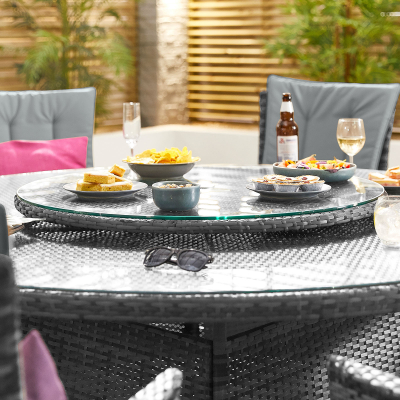 Large Rattan Lazy Susan in Grey Rattan