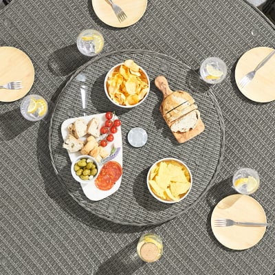 Medium Rattan Lazy Susan in Slate Grey