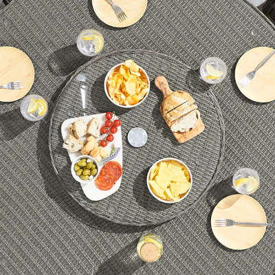 Large Rattan Lazy Susan in Slate Grey