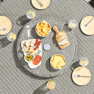 Medium Rattan Lazy Susan in White Wash