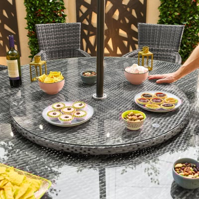 Large Rattan Lazy Susan in Grey Rattan