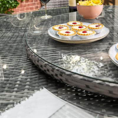 Large Rattan Lazy Susan in Grey Rattan