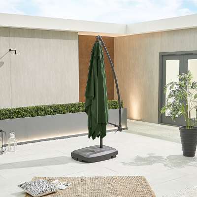 Barbados 3.0m x 2.0m Rectangular Aluminium Cantilever Parasol - Green Canopy and Grey Frame