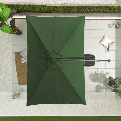 Barbados 3.0m x 2.0m Rectangular Aluminium Cantilever Parasol - Green Canopy and Grey Frame