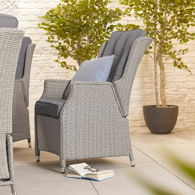 Carolina 6 Seat Rattan Dining Set - Oval Table in White Wash