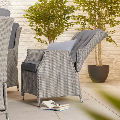 Carolina 6 Seat Rattan Dining Set - Oval Table in White Wash