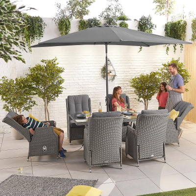Carolina 6 Seat Rattan Dining Set - Rectangular Table in Slate Grey