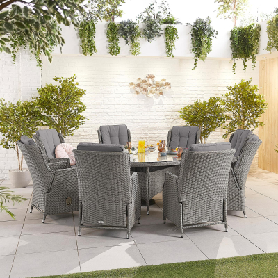 Carolina 8 Seat Rattan Dining Set - Round Table in Slate Grey
