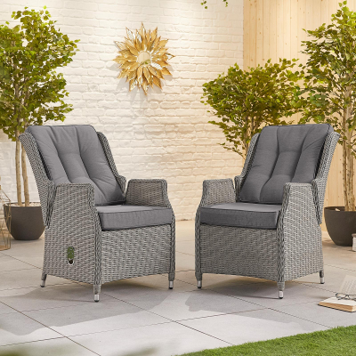 Carolina 6 Seat Rattan Dining Set - Rectangular Gas Fire Pit Table in White Wash
