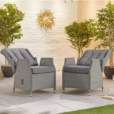 Carolina 6 Seat Rattan Dining Set - Rectangular Gas Fire Pit Table in White Wash