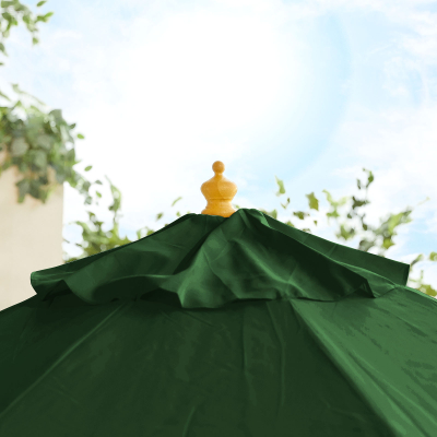 Dominica 3.0m Round Wooden Traditional Parasol - Green Canopy and No Base Included