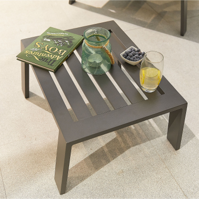 Enna Aluminium Sun Lounger Set of 2 and Side Table in Graphite Grey