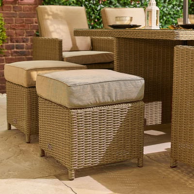 Catherine 4 Seat Rattan Cube Dining Set with 4 Stools - Square Table in Willow