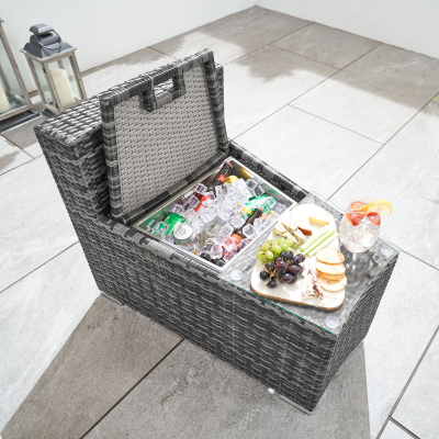 Kensington Rattan Ice Bucket Side Table in Grey Rattan