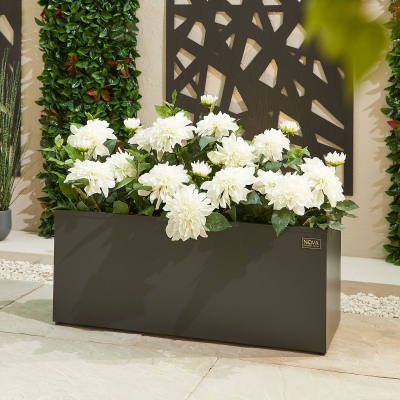 Large Rectangular Aluminium Planter in Graphite Grey - Single Piece