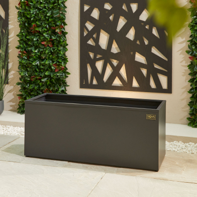 Large Rectangular Aluminium Planter in Graphite Grey - Single Piece