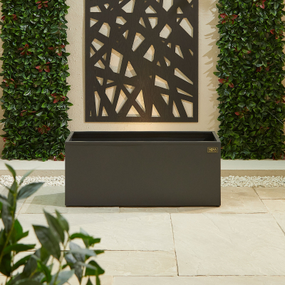 Large Rectangular Aluminium Planter in Graphite Grey - Single Piece
