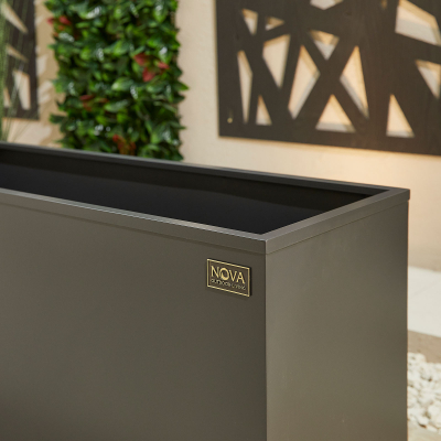 Large Rectangular Aluminium Planter in Graphite Grey - Single Piece