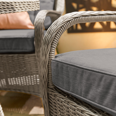 Leeanna 4 Seat Rattan Dining Set - Square Table in White Wash