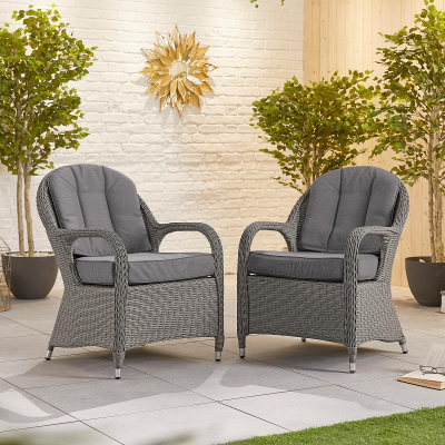 Leeanna 4 Seat Rattan Dining Set - Round Table in Slate Grey