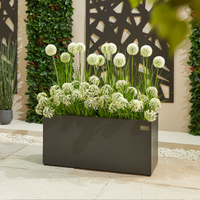 Medium Rectangular Aluminium Planter in Graphite Grey - Single Piece