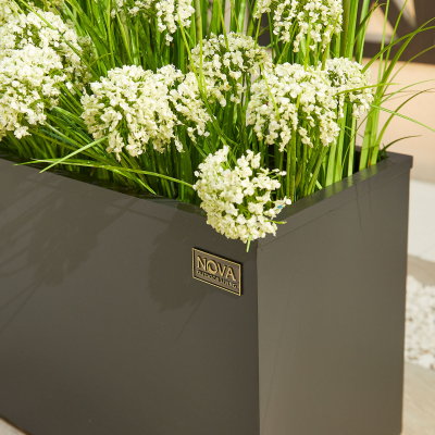 Medium Rectangular Aluminium Planter in Graphite Grey - Single Piece