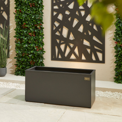 Medium Rectangular Aluminium Planter in Graphite Grey - Single Piece