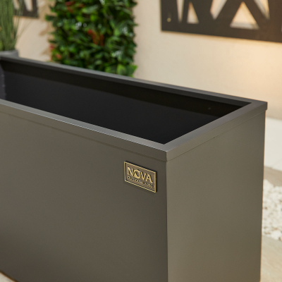 Medium Rectangular Aluminium Planter in Graphite Grey - Single Piece