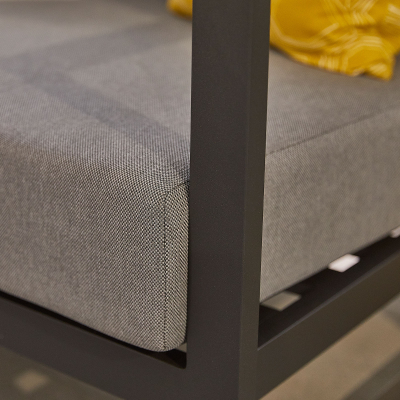 Alessandria Aluminium 3 Seater Sofa Lounging Set with Footstool with Nested Coffee Table & Additional 2 Armchairs in Graphite Grey