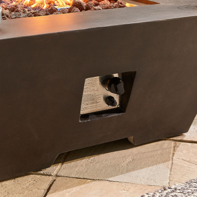 Perth Square GRC Gas Fire Pit Table with Windguard in Coffee
