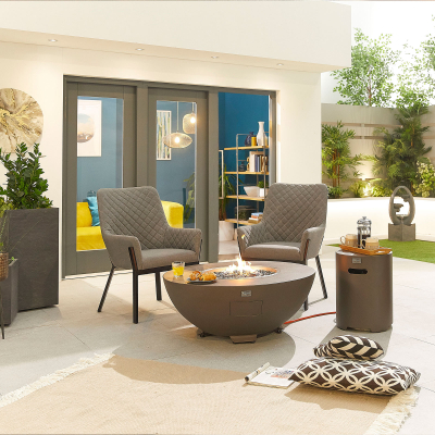 Saturn Round Aluminium Gas Fire Pit Table in Coffee