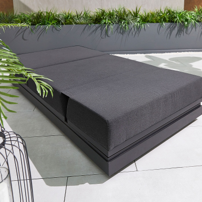 Sense All Weather Fabric Aluminium Sun Lounger in Charcoal Grey