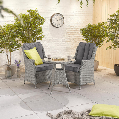 Thalia 2 Seat Rattan Bistro Set - Round Bistro Table in White Wash